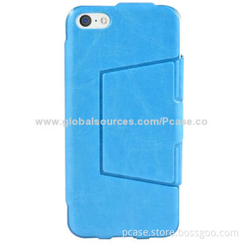 Premium Kickstand Leather Case for iPhone 5C, Made of High-quality PU Leather